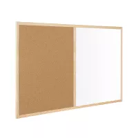 Kombinovaná tabuľa / nástenka Rocada 6121V19, drevený rám (borovica), 90x60 cm, korková / magnetická lakovaná biela