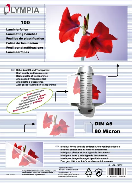 Olympia Laminovacie fólie A5 80 mic. 100 ks