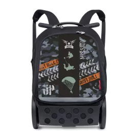 Školská a cestovná taška na kolieskach Nikidom Roller UP XL Camo (27 l), Čierna