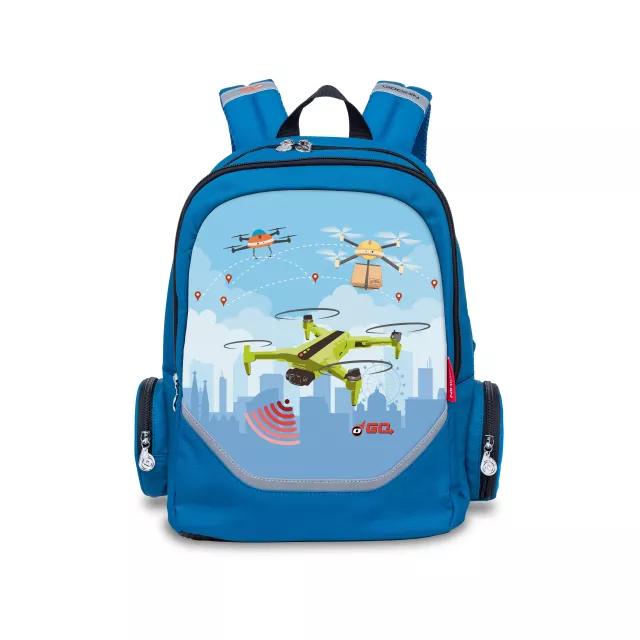 Školský batoh Nikidom Roller GO Drones, Modrý
