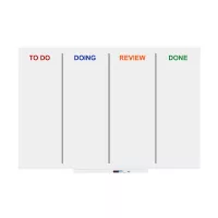 Magnetická tabuľa Rocada Skin Agile 6421AG, bezrámová, s kanban potlačou, 150 × 100 cm, lakovaná, biela