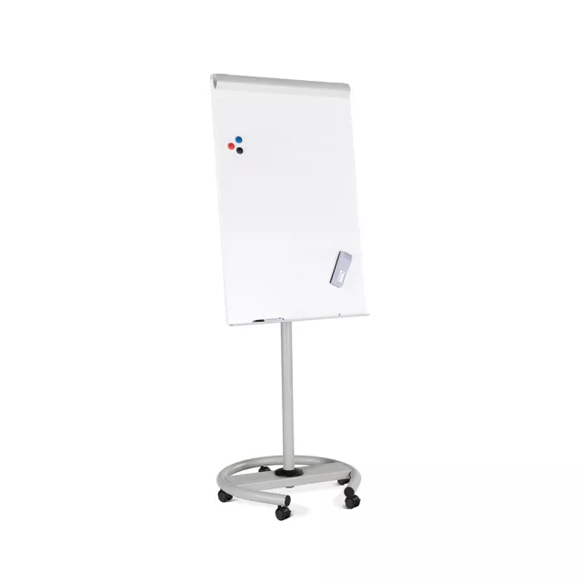 Flipchart Rocada 617, magnetický, na kolieskach, 68 × 104 cm, výškovo nastaviteľný, s dvoma výsuvnými ramenami