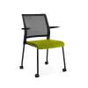 Konferenčná stolička Rocada 938M-6, zelené čalúnené sedadlo, sieťované operadlo, podrúčky